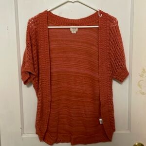 Orange Cropped Short Sleeve Cardigan